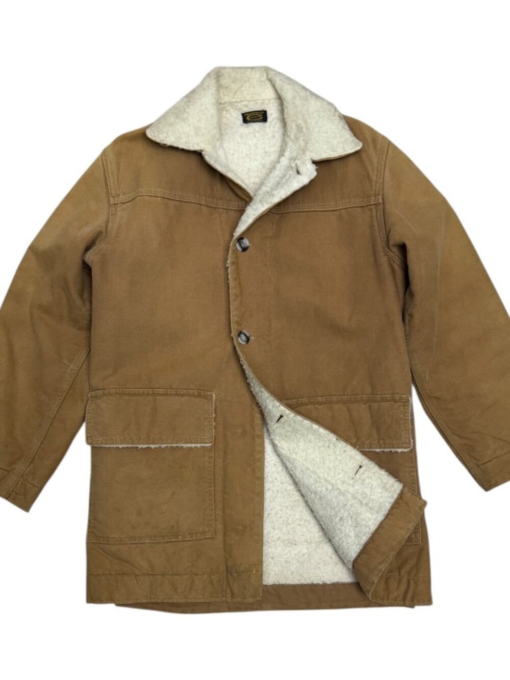 RARE 1960s CARHARTT Chore Coat Vintage Snagproof Sherpa Fleece Duck Canvas XS
